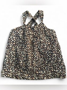 Neige Navy Blue Floral Crisscross Top Girls Size 3T